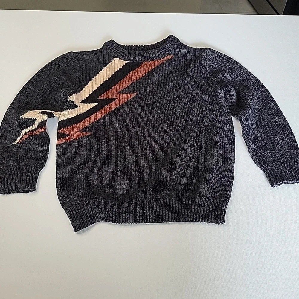 2018 GYMBOREE Baby Boy Bolt Sweater Pullover Gray 18-24mo